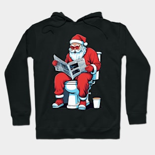 Santa Claus sits on the toilet Hoodie